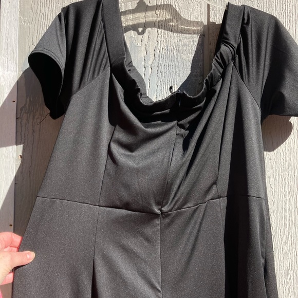 Black Split Flare Leg Off-The-Shoulder Halter/Waist Tie ElegantJumpsuit szXXL - Picture 10 of 10